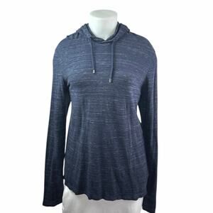 Michael Kors Women's Heather Blue Drawstring Hoodie Hooded Sweatshirt Top Size L